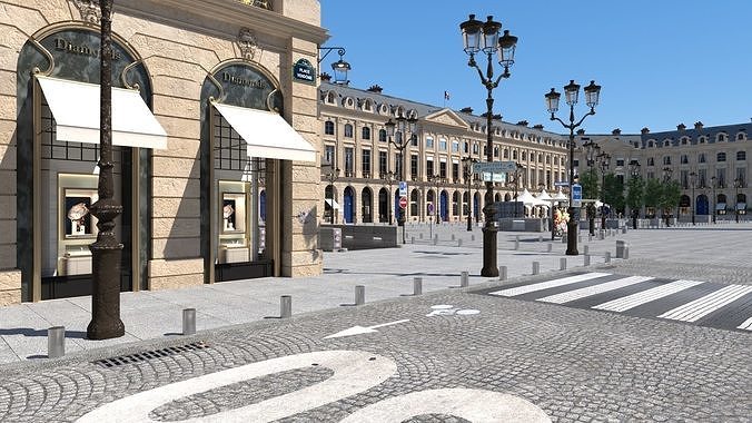 Paris Place Vendome Non Commercial License 3D model 4