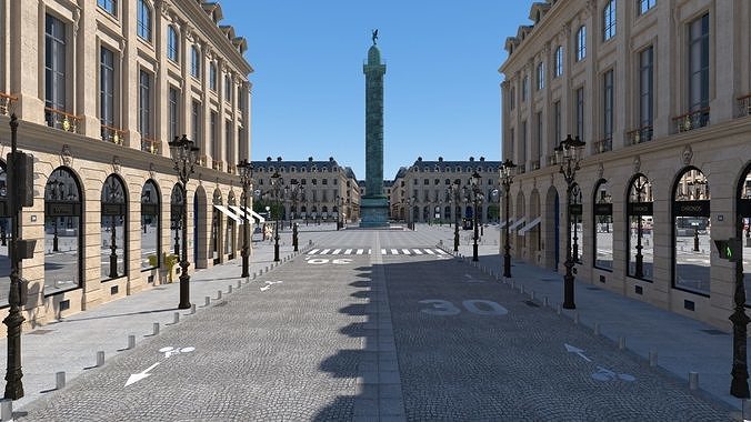 Paris Place Vendome Non Commercial License 3D model 5