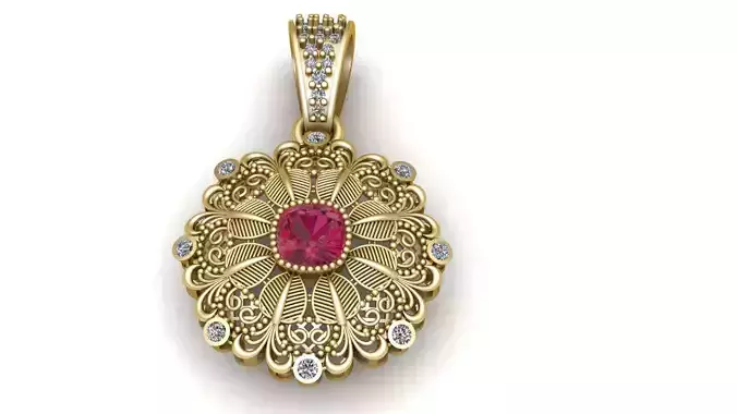 DIAMOND CLUSTER OVAL PENDANT 3D PRINTABLE MODEL