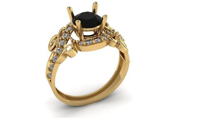ELEGANT BLACK CRYSTAL RING 3D PRINTABLE MODEL 3D print model