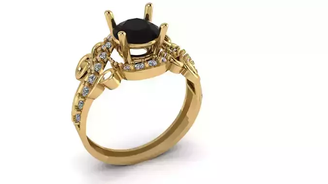 ELEGANT BLACK CRYSTAL RING 3D PRINTABLE MODEL