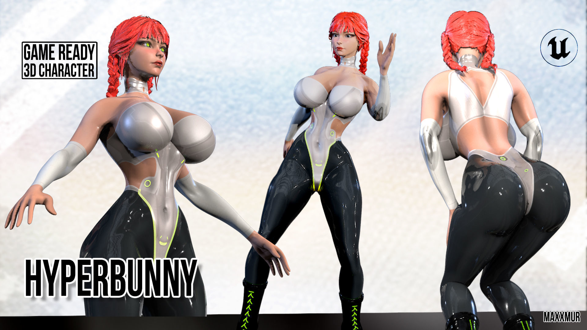 Hyper Bunny Low-poly 3D model_7