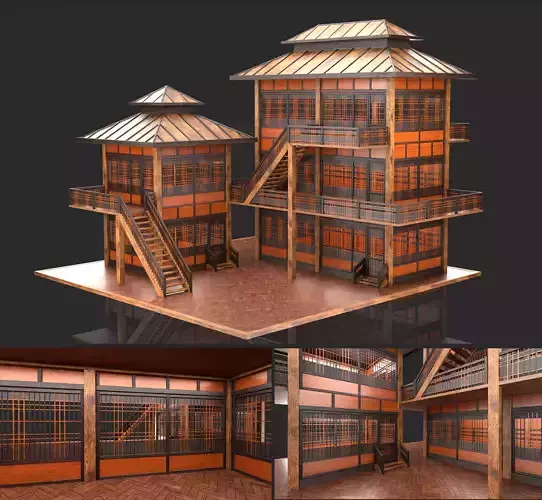 Medieval Fantasy House 08 with interior and exterior