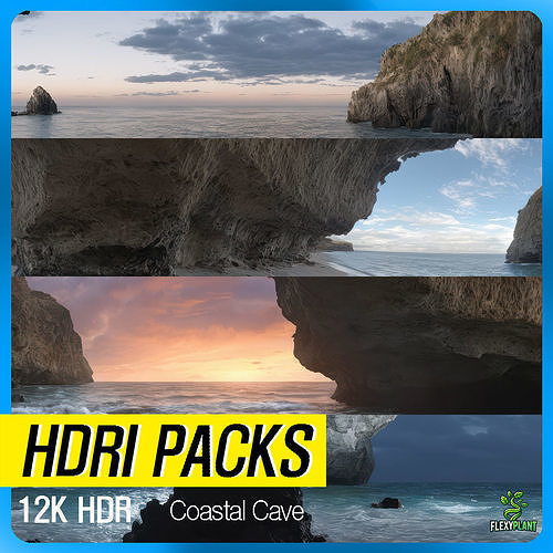 HDRI 21pcs 12k Coastal Cave with ocean Low-poly 3D model