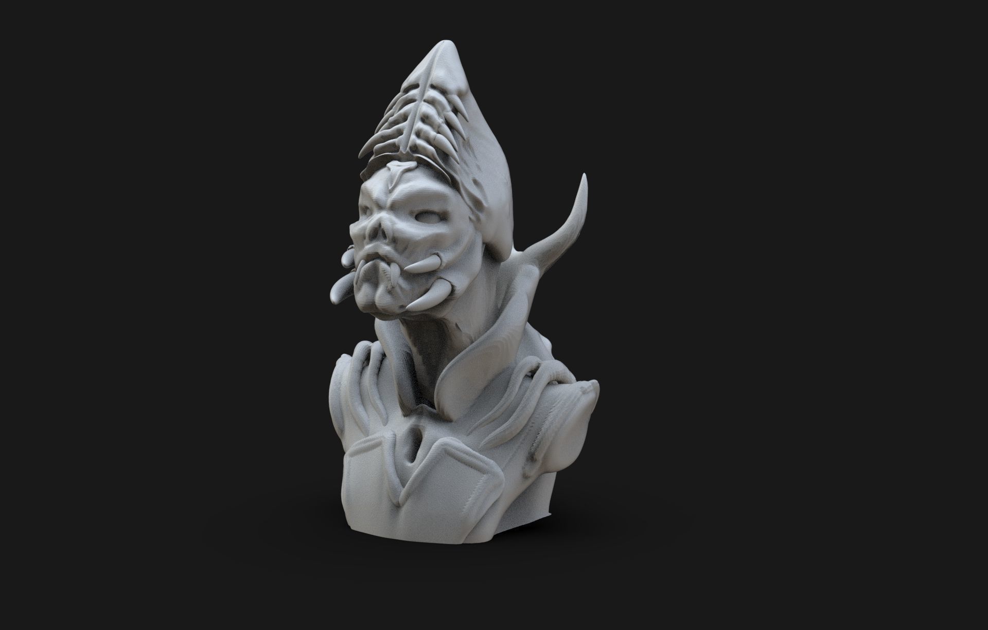 Patriarch Creature Bust 3D print model_2
