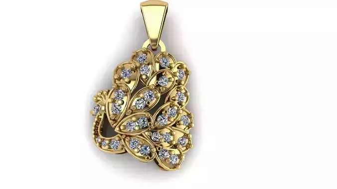 LUXURY HIP HOP PEACOCK PENDANT 3D PRINTABLE MODEL