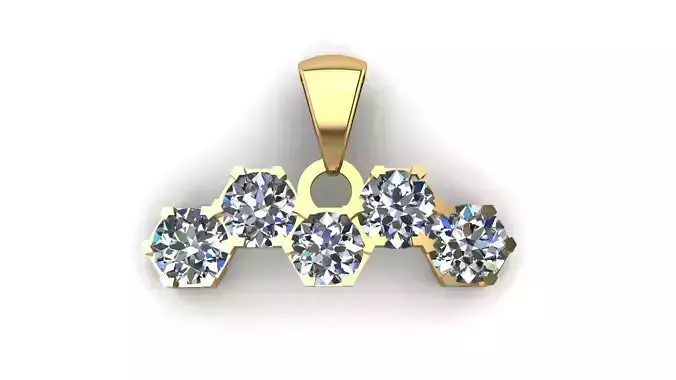 DIAMOND CLUSTER FLOWER PENDANT 3D PRINTABLE MODEL