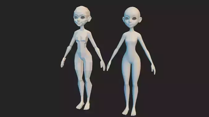 Low-Poly Cartoon Base Mesh - Stylized Female Character Low-poly 3D model Low-Poly Cartoon Base Mesh - Stylized Female Character Low-poly 3D model