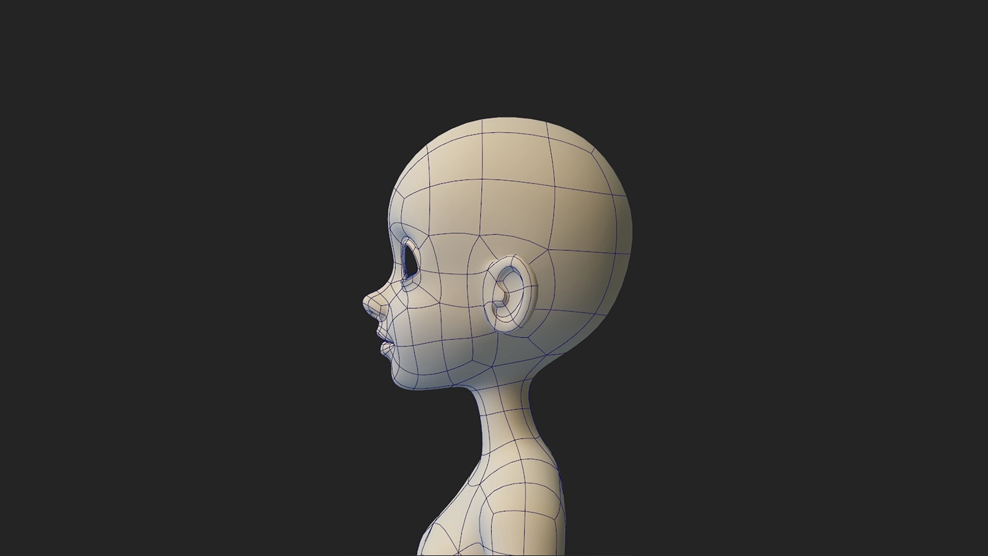 Low-Poly Cartoon Base Mesh - Stylized Female Character Low-poly 3D model_2