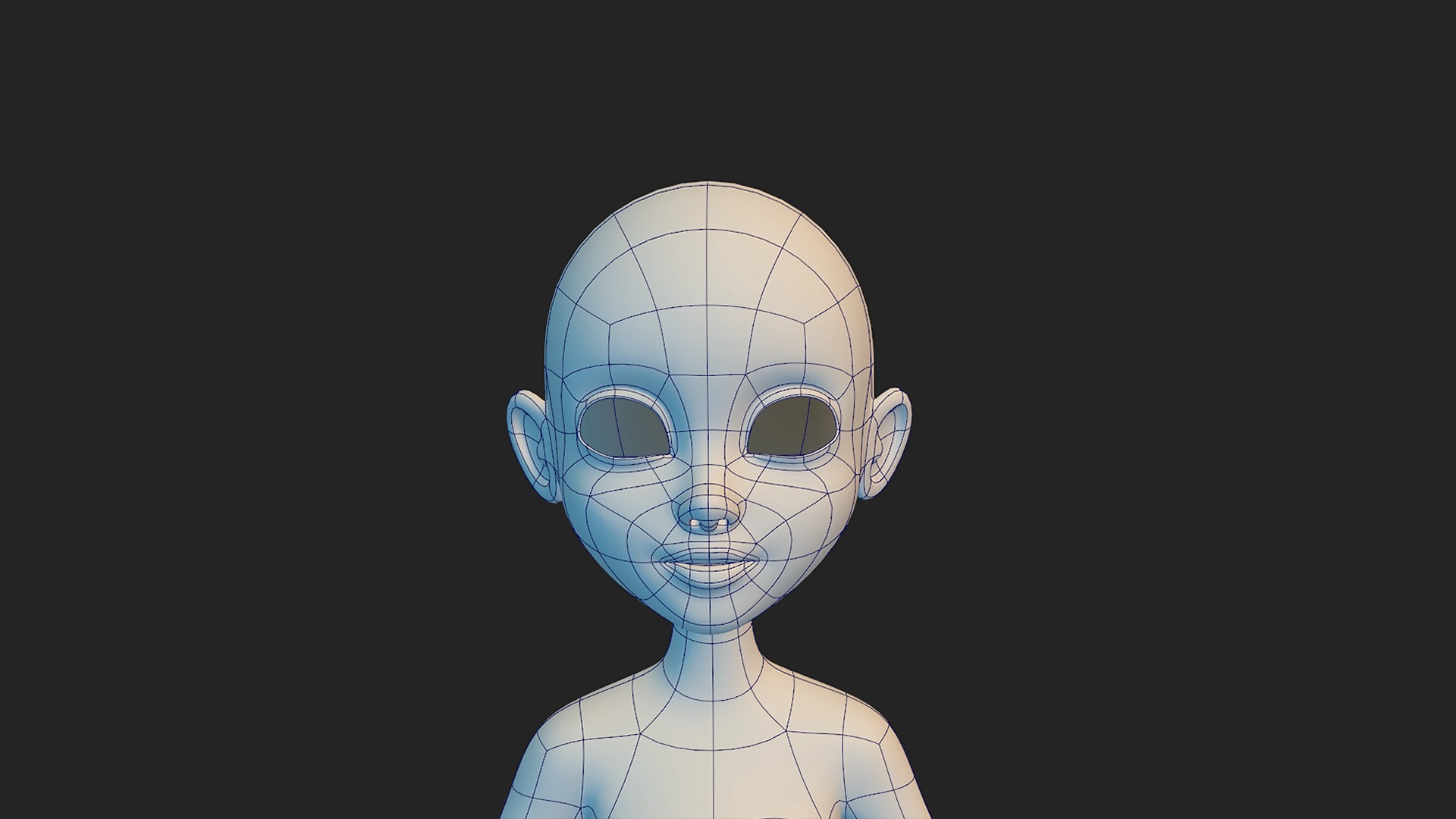 Low-Poly Cartoon Base Mesh - Stylized Female Character Low-poly 3D model_1