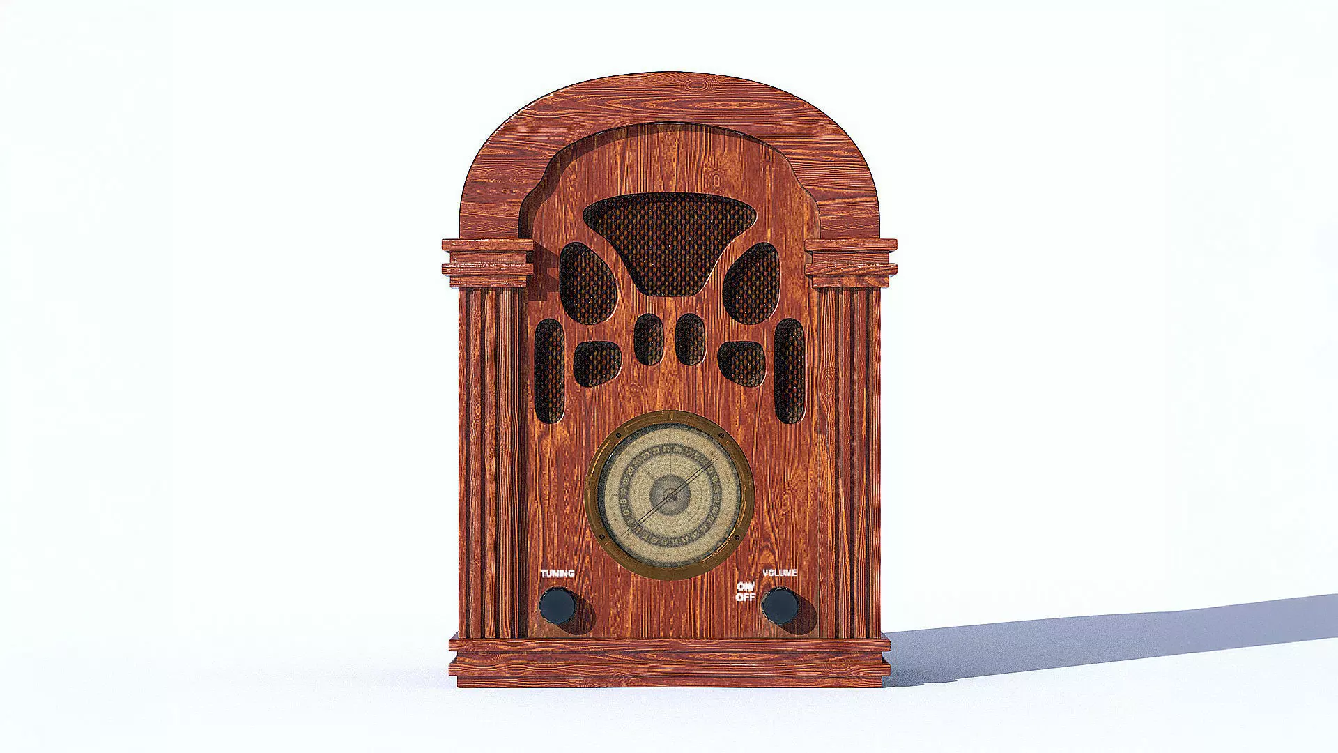 Vintage Wooden Radio 1950 Low-poly 3D model_0