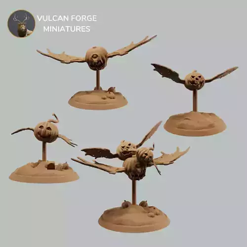 Flying Pumpkins with wings horror miniatures pre supported 3D print model