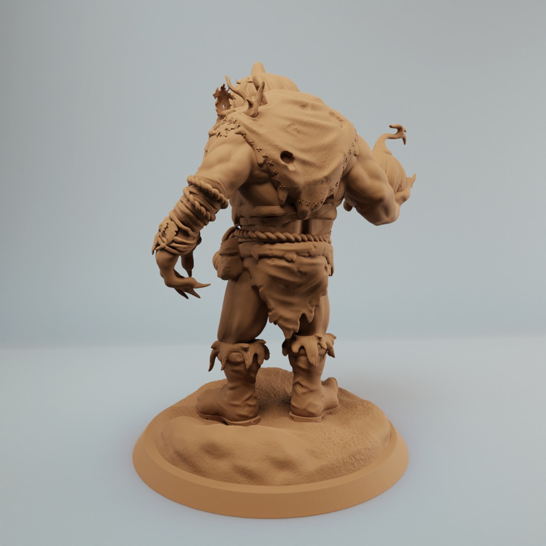 Pumpkin Orc or Ogre Brute with scythe and bomb pre supported 3D print model_3