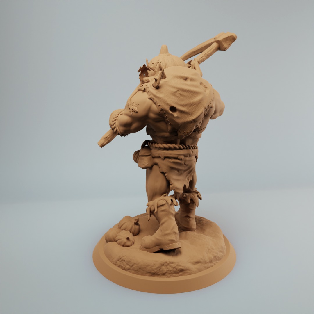 Pumpkin Orc or Ogre Brute with scythe and bomb pre supported 3D print model_6