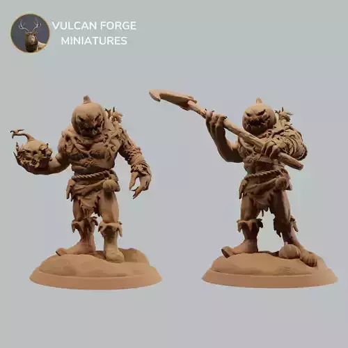 Pumpkin Orc or Ogre Brute with scythe and bomb pre supported 3D print model