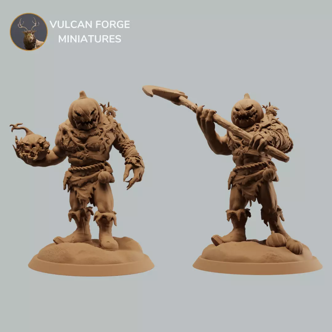 Pumpkin Orc or Ogre Brute with scythe and bomb pre supported 3D print model_0