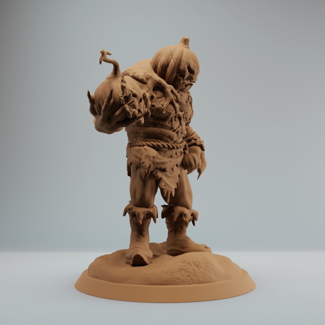 Pumpkin Orc or Ogre Brute with scythe and bomb pre supported 3D print model_2