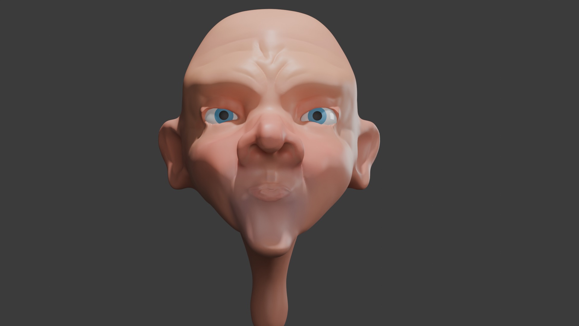 Funny old man face Low-poly 3D model_1
