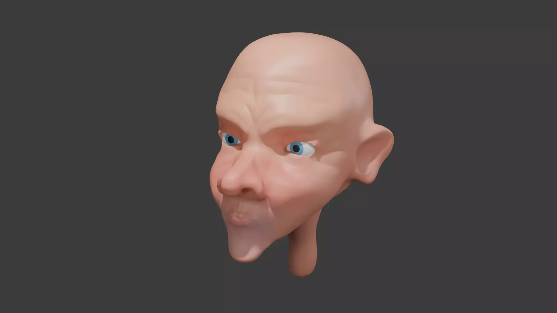 Funny old man face Low-poly 3D model_0