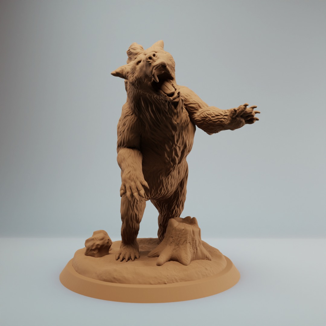 Giant Dire Bear DND miniature Pre supported 3D print model_1