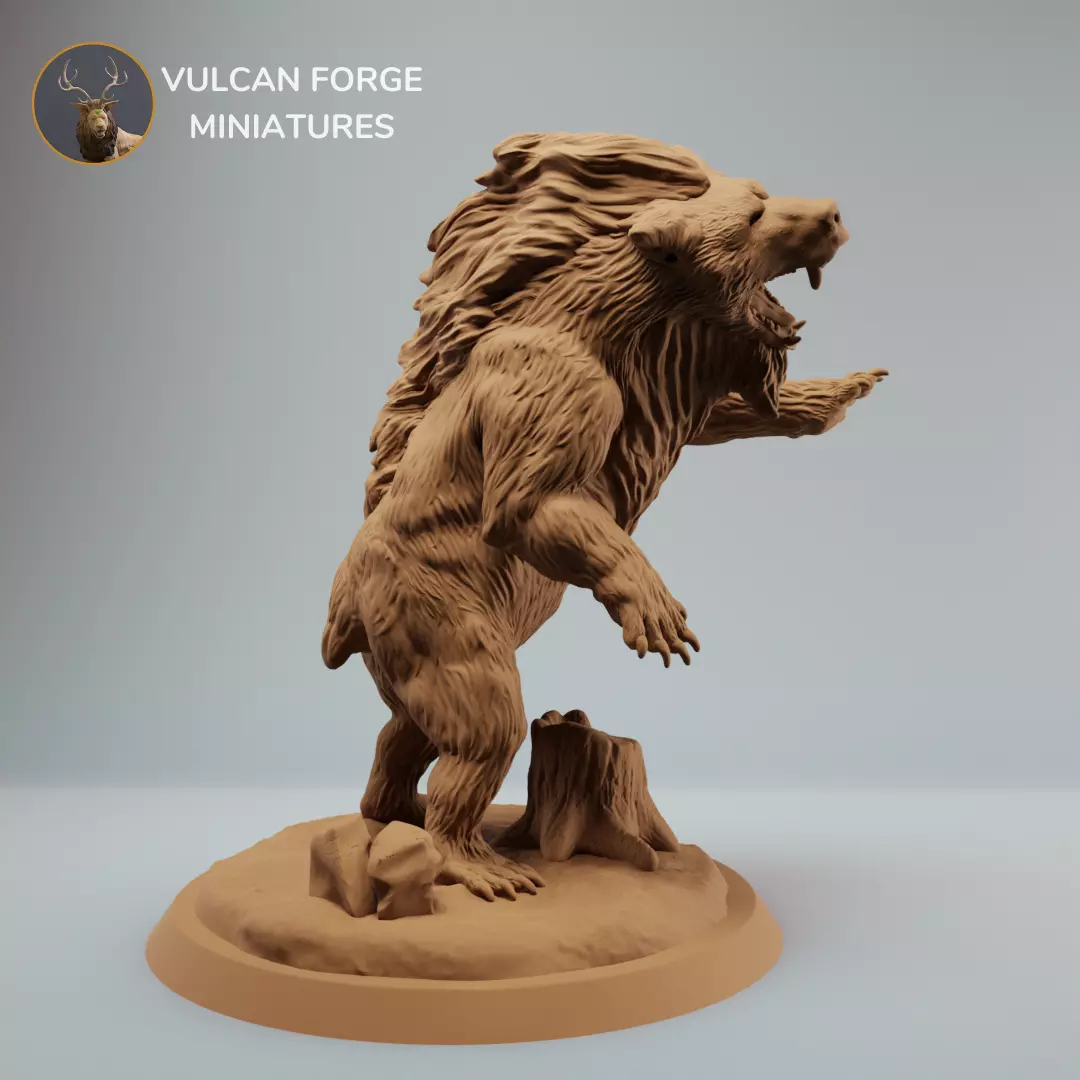 Giant Dire Bear DND miniature Pre supported 3D print model_0