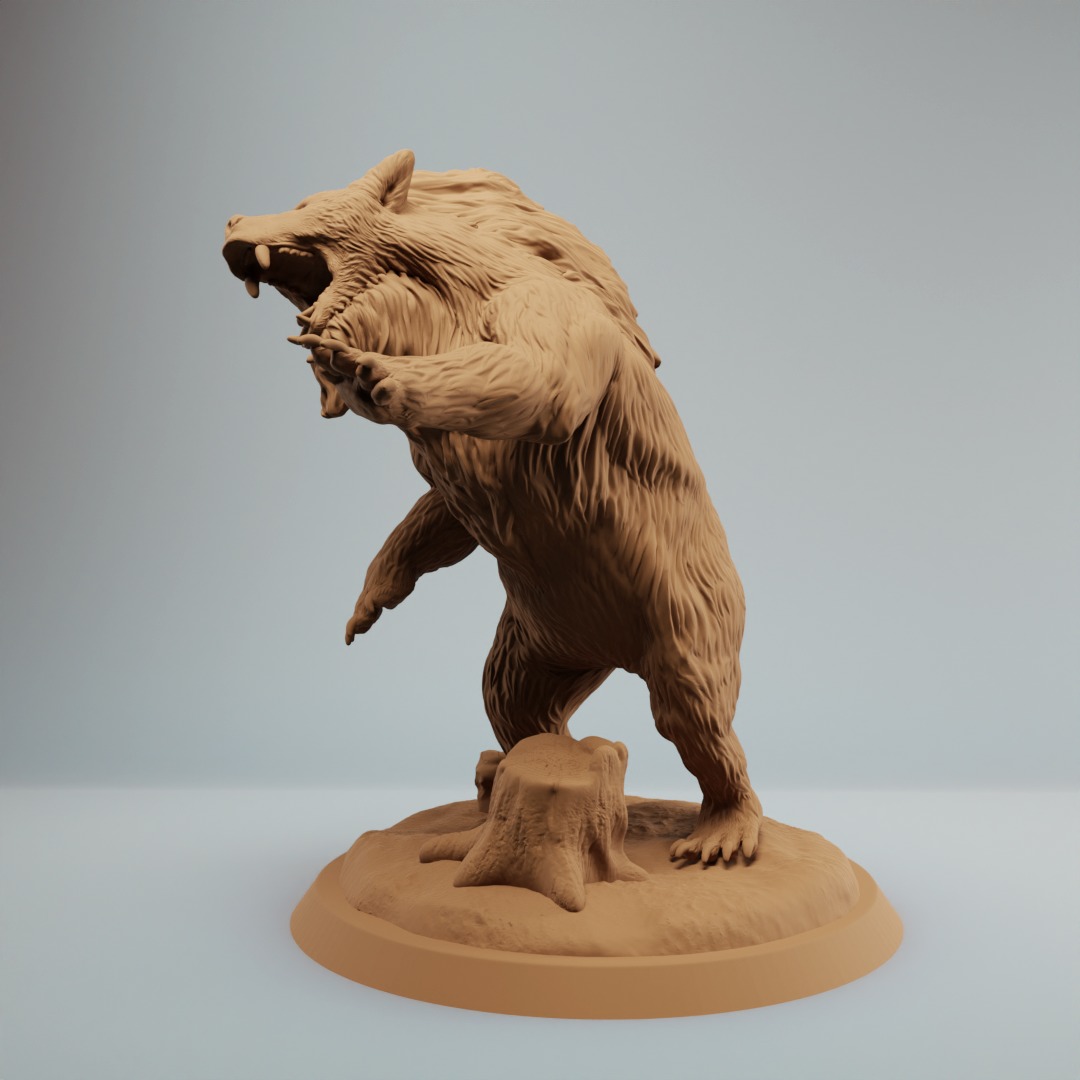 Giant Dire Bear DND miniature Pre supported 3D print model_2