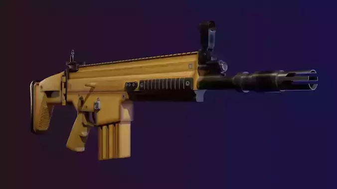 Fn scar assault rifle 3d model low poly