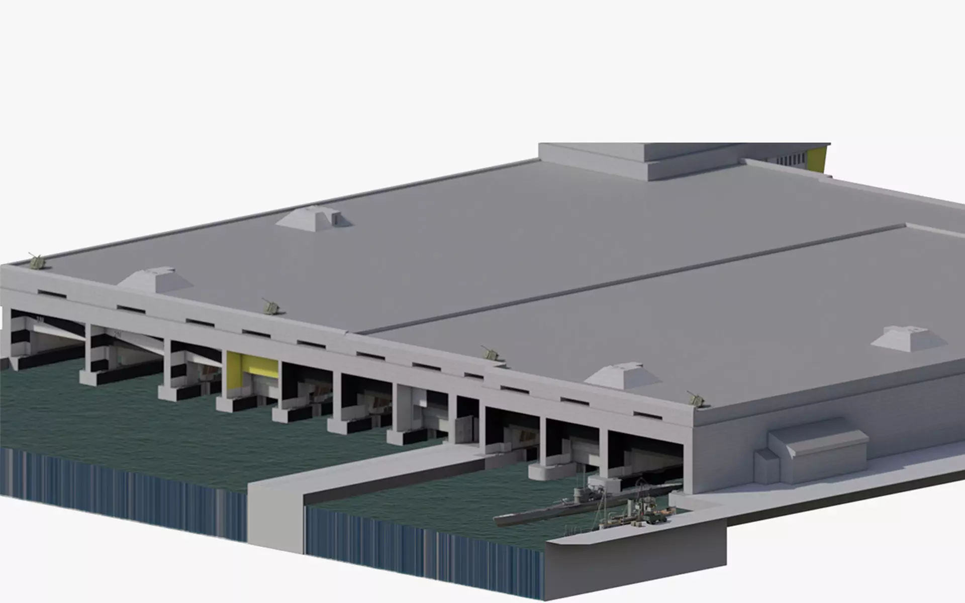 U-Boat base at La Pallice France 3D model_0