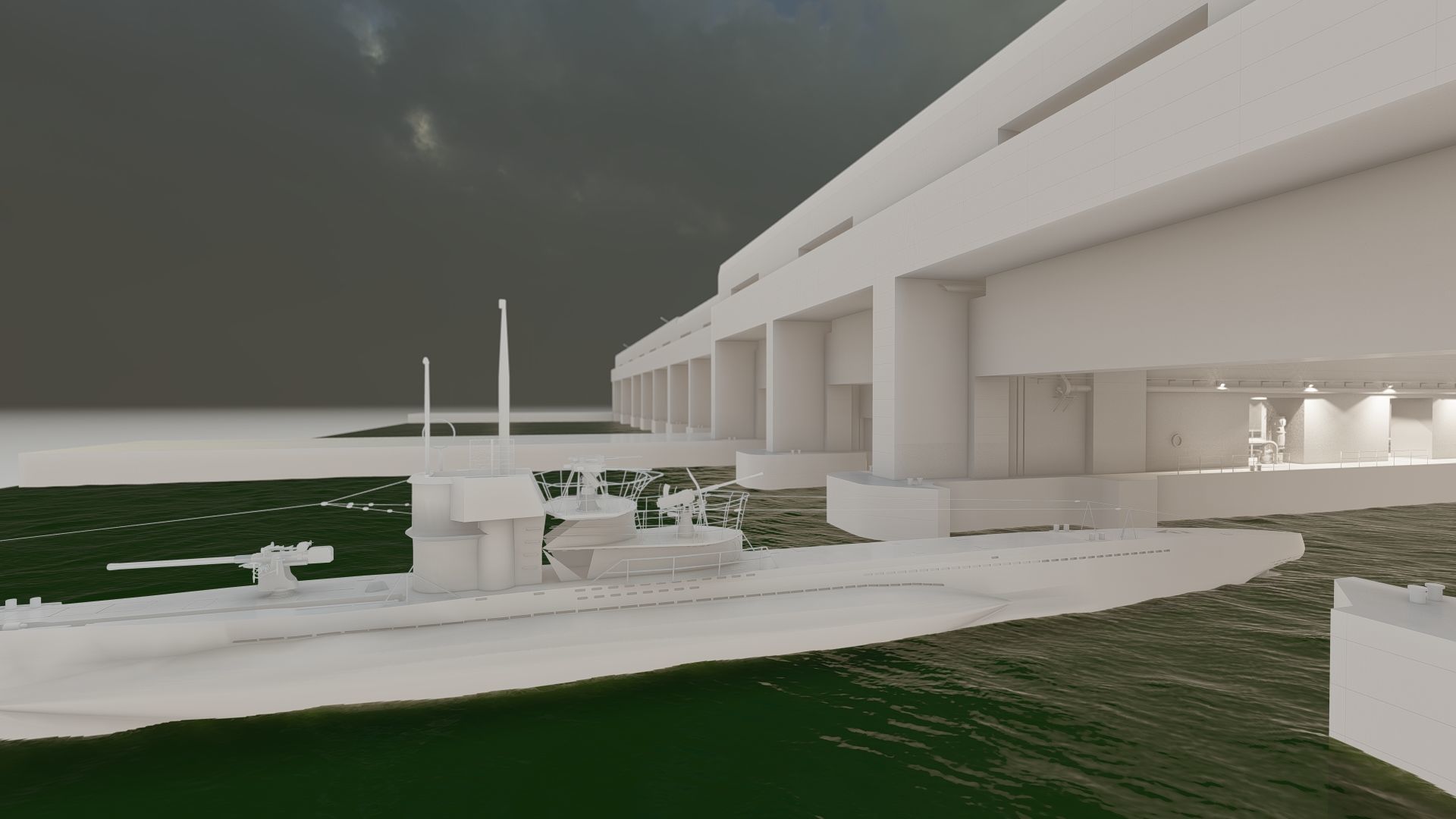 U-Boat base at La Pallice France 3D model_33