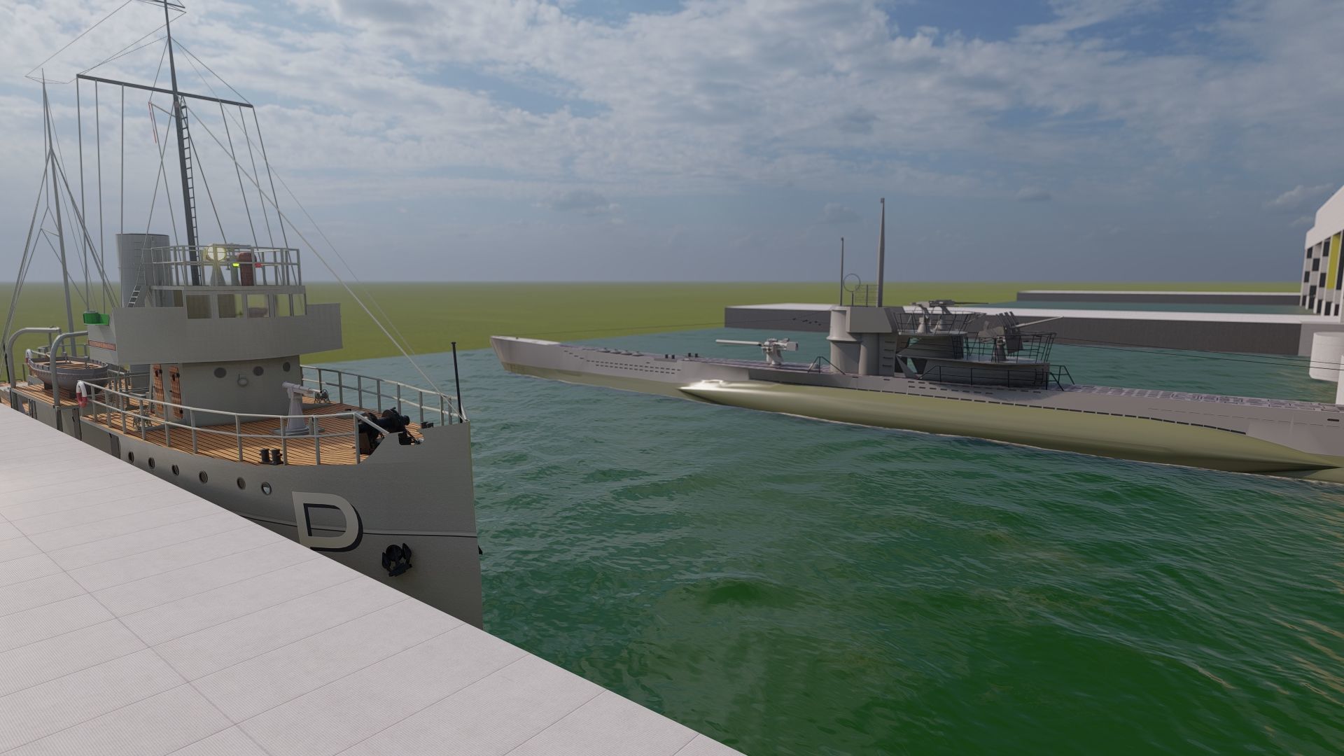 U-Boat base at La Pallice France 3D model_4