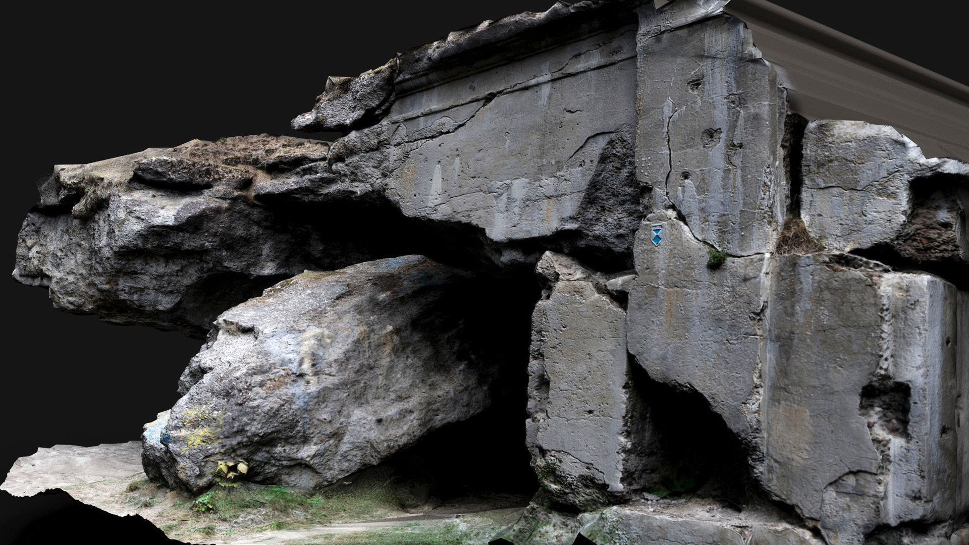 ww2 destroyed bunker front wall concrete photogrammetry Low-poly 3D model_4