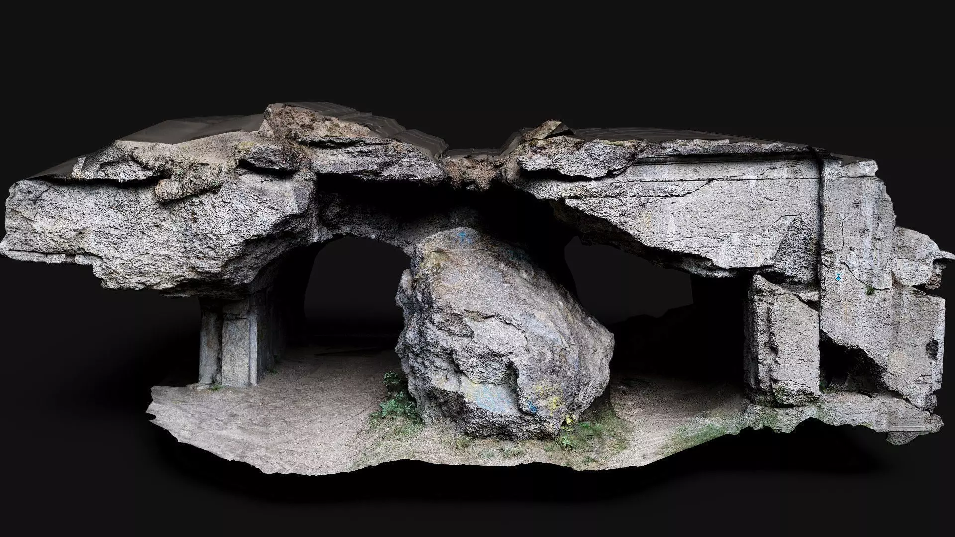 ww2 destroyed bunker front wall concrete photogrammetry Low-poly 3D model_0