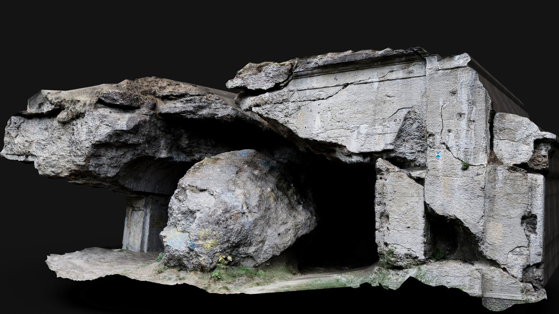 ww2 destroyed bunker front wall concrete photogrammetry Low-poly 3D model_3