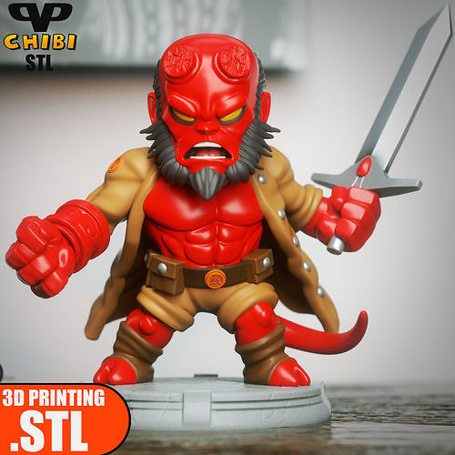 Hellboy Chibi STL for 3D Printing ChibiSTL 3DXM