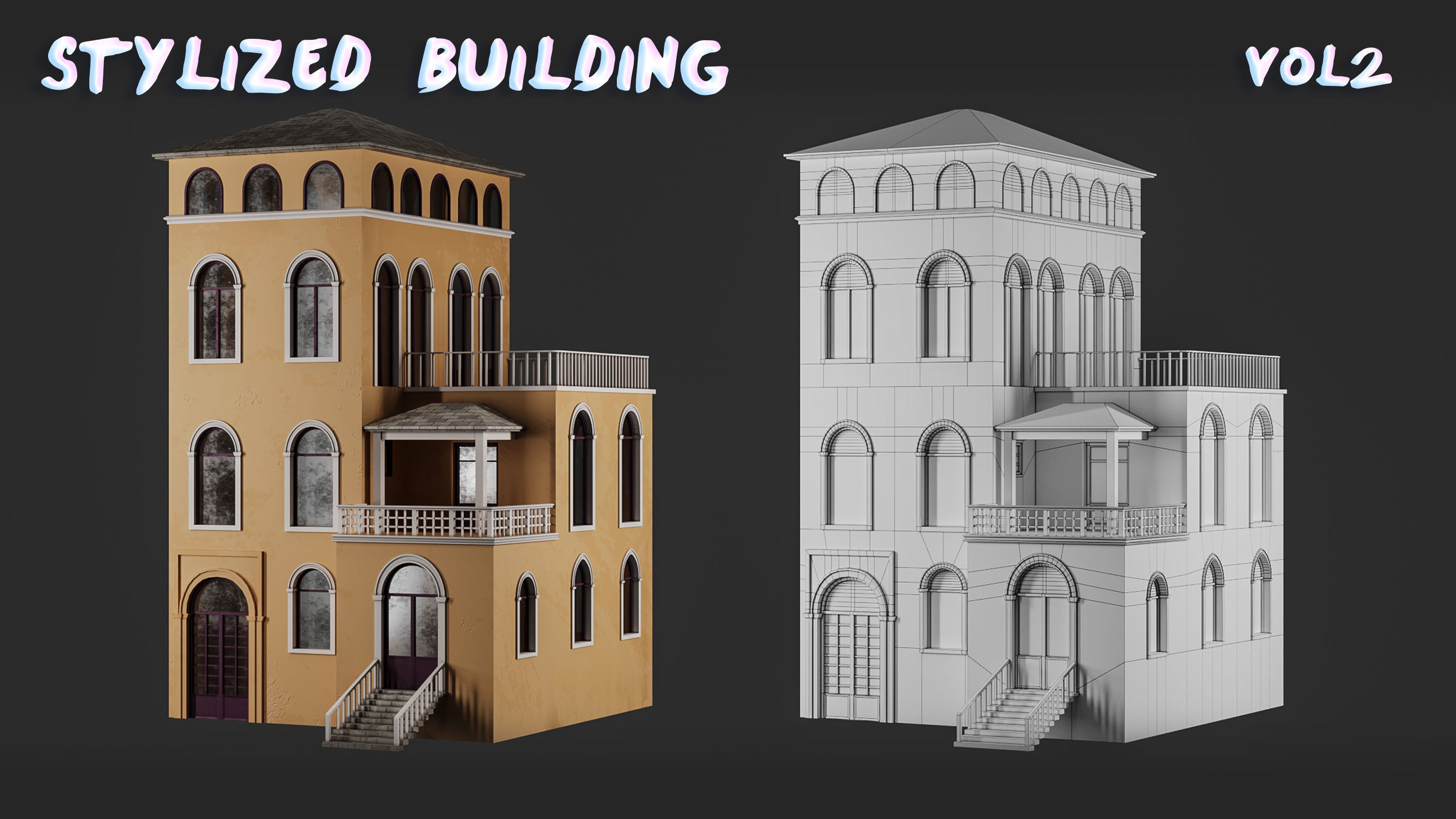 Stylized Building-Vol02 Low-poly 3D model_1