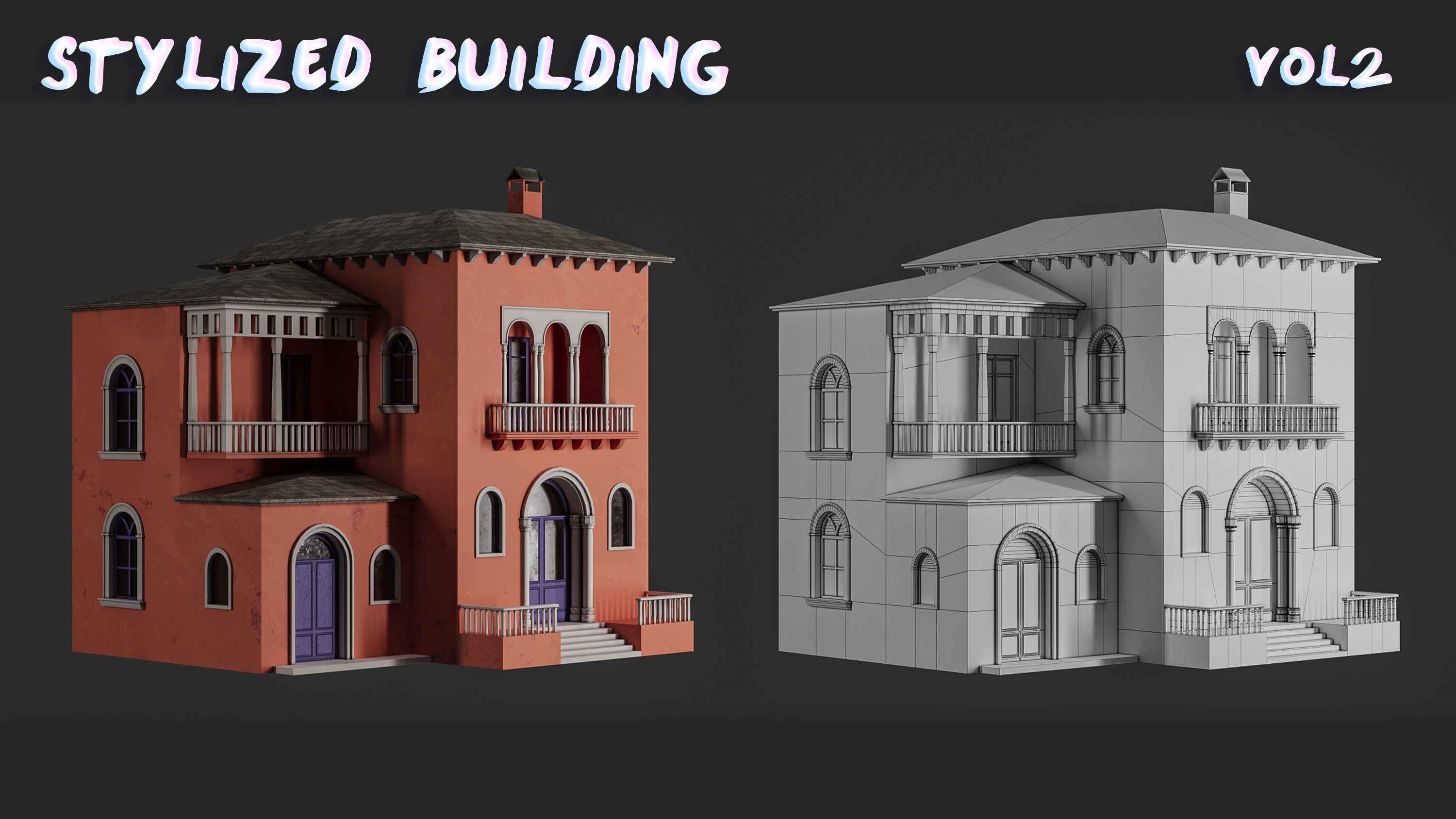 Stylized Building-Vol02 Low-poly 3D model_2