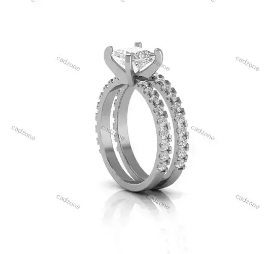 Elegant Double-Band Engagement Ring-3D Model