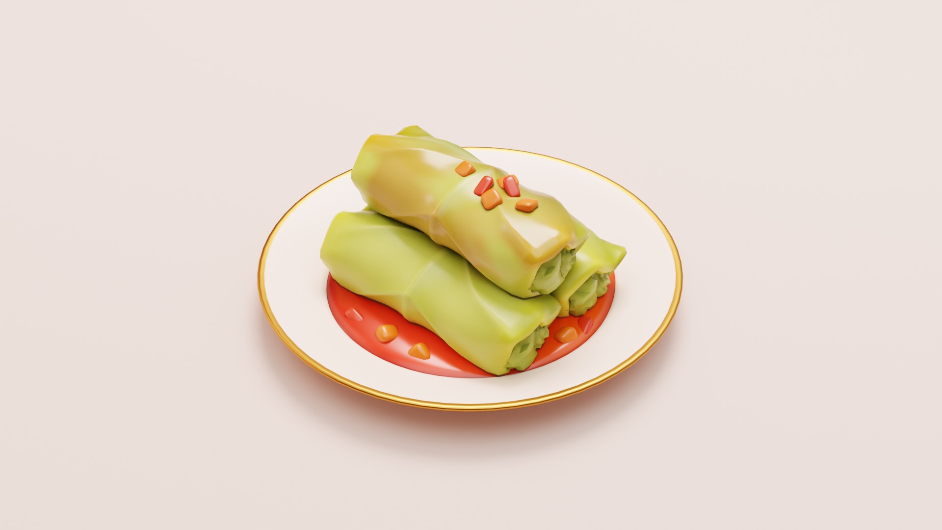 Stylized Cabbage Rolls 3D model_6