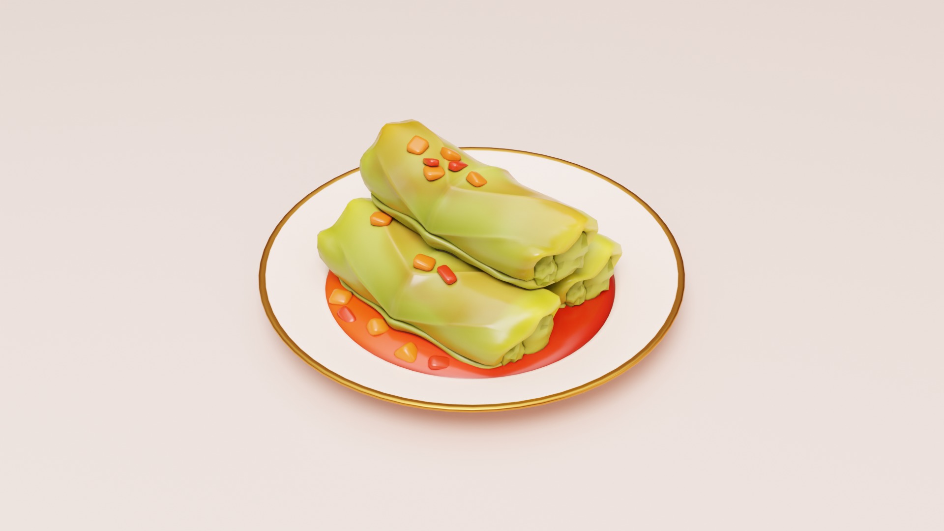 Stylized Cabbage Rolls 3D model_5