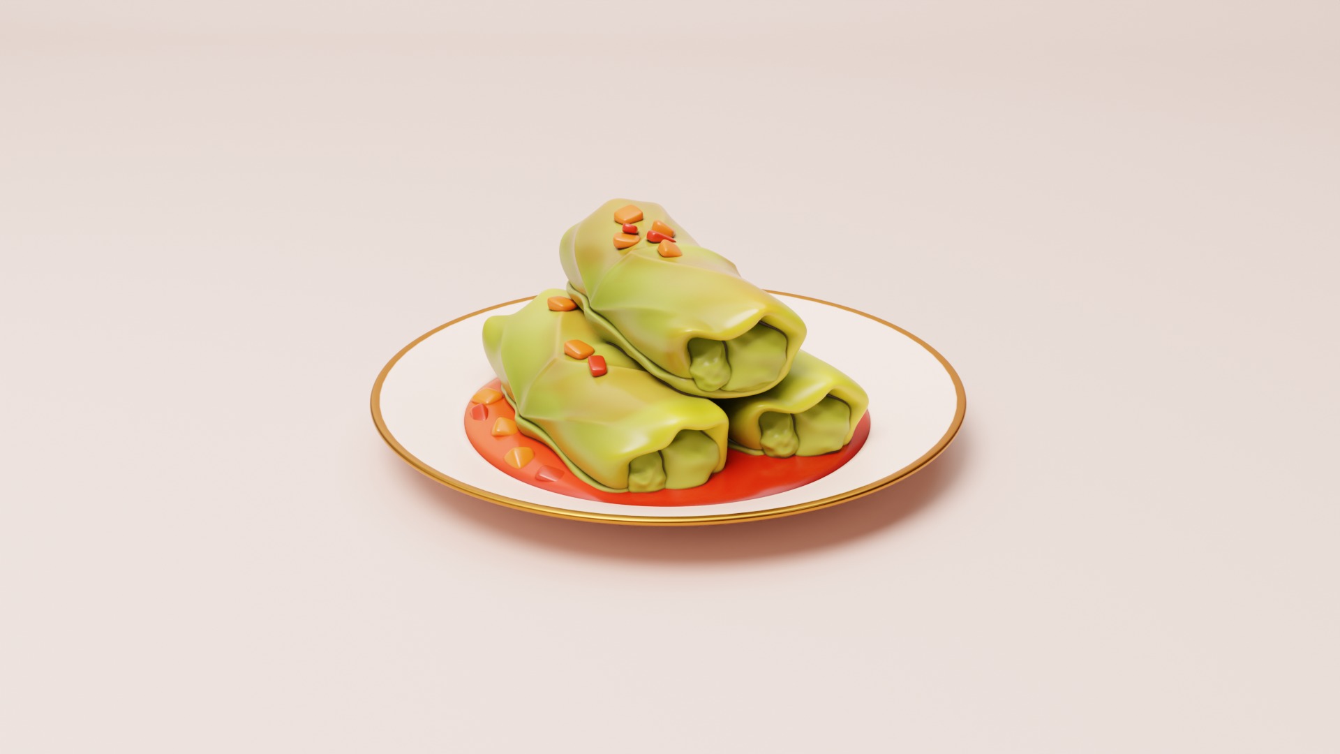 Stylized Cabbage Rolls 3D model_1