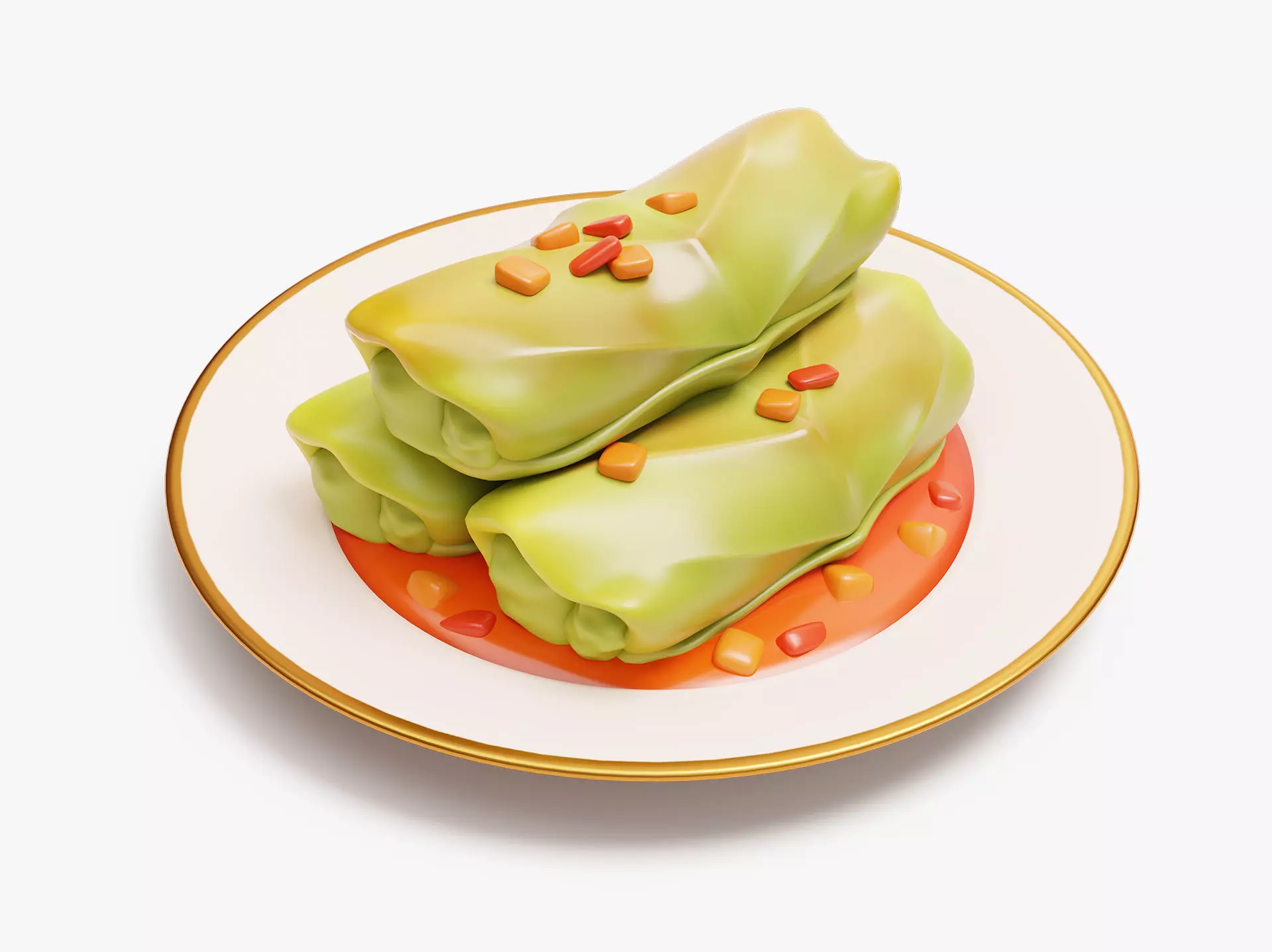 Stylized Cabbage Rolls 3D model_0