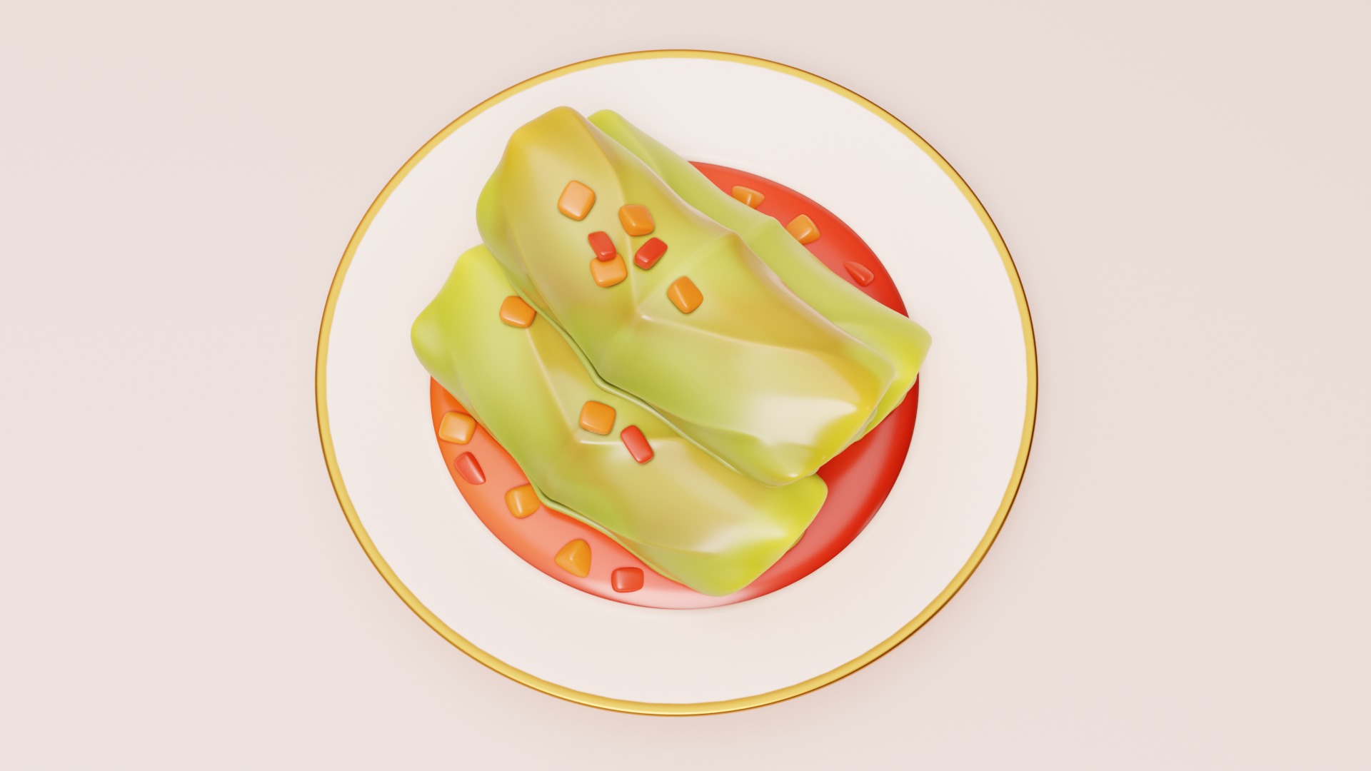 Stylized Cabbage Rolls 3D model_2