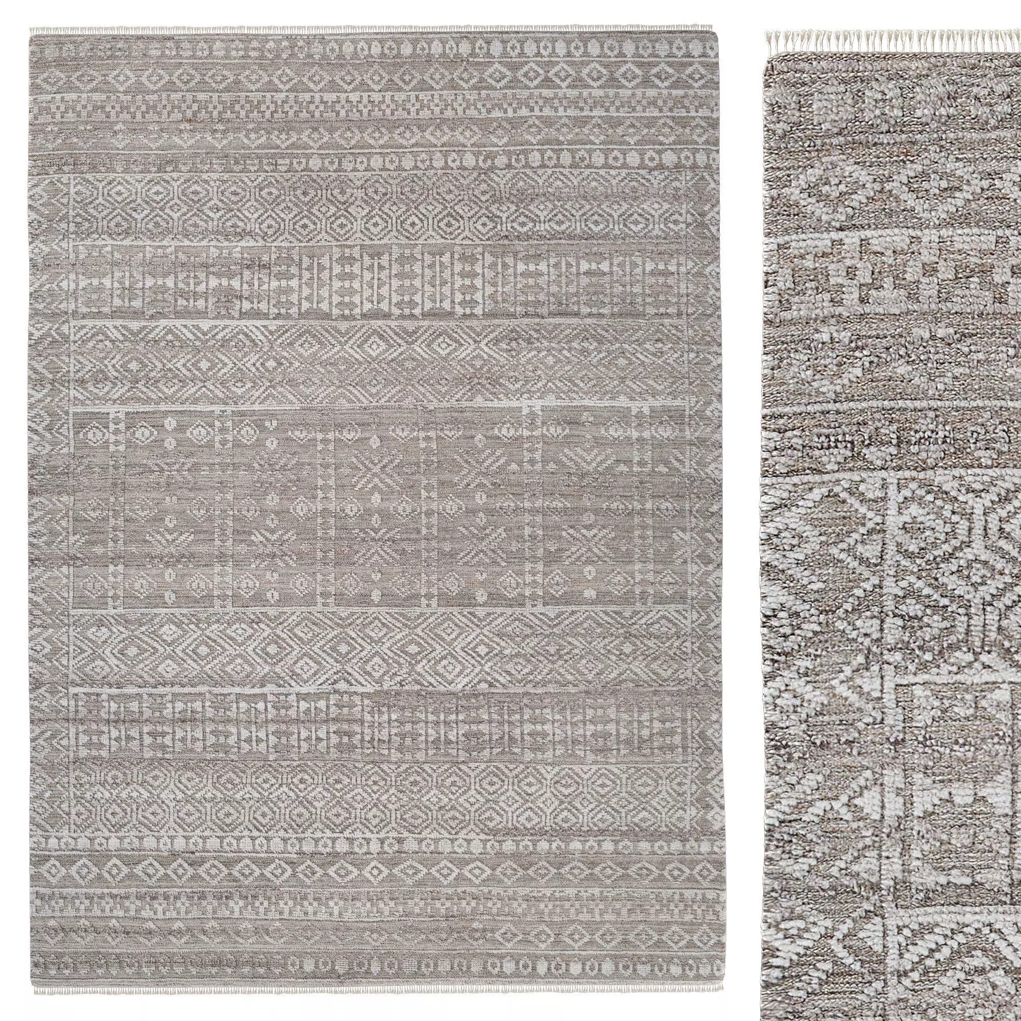 Pompei Rust Silver Hand-Knotted Rug 3D model_0