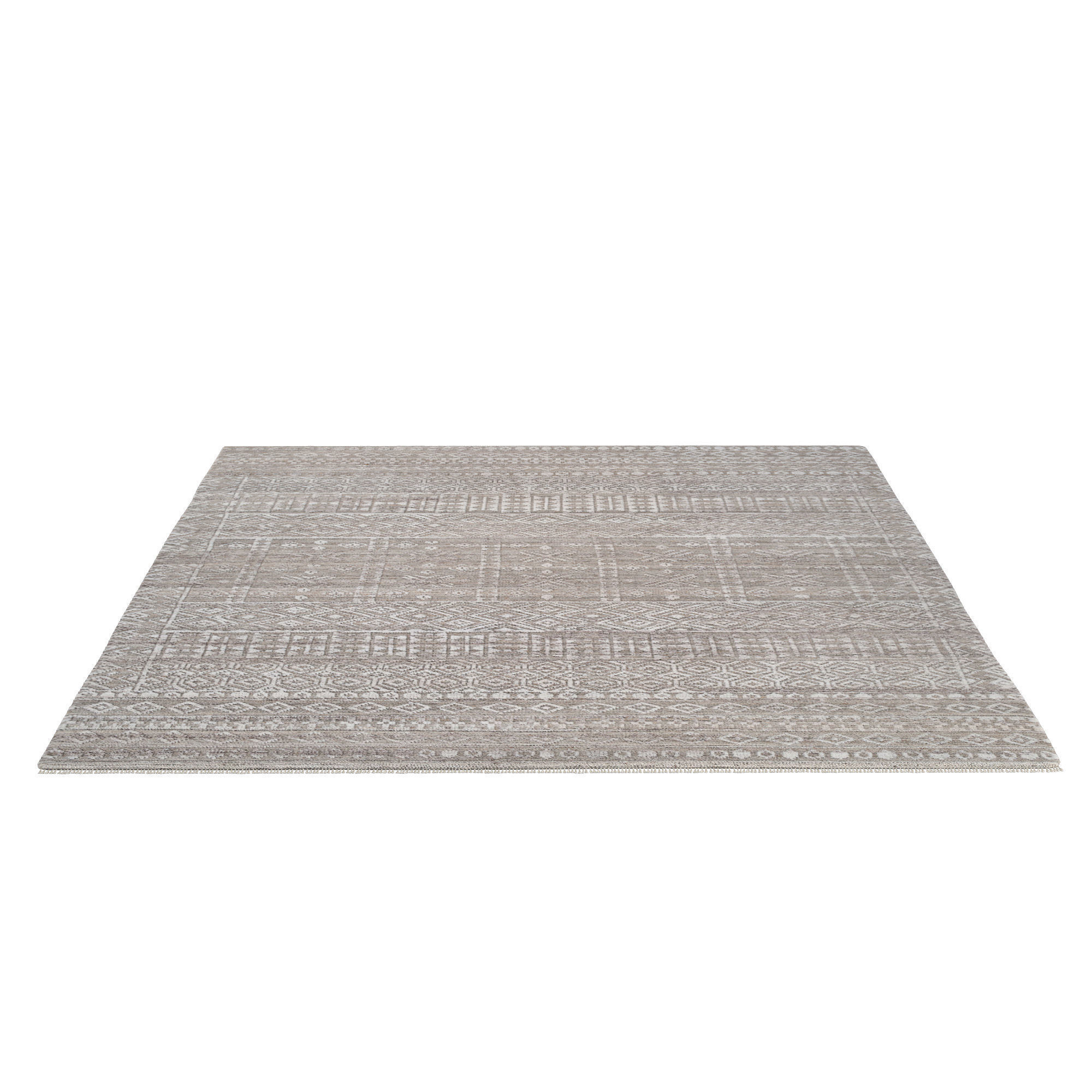 Pompei Rust Silver Hand-Knotted Rug 3D model_2