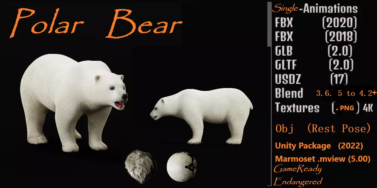 Polar Bear Low-poly 3D model_0