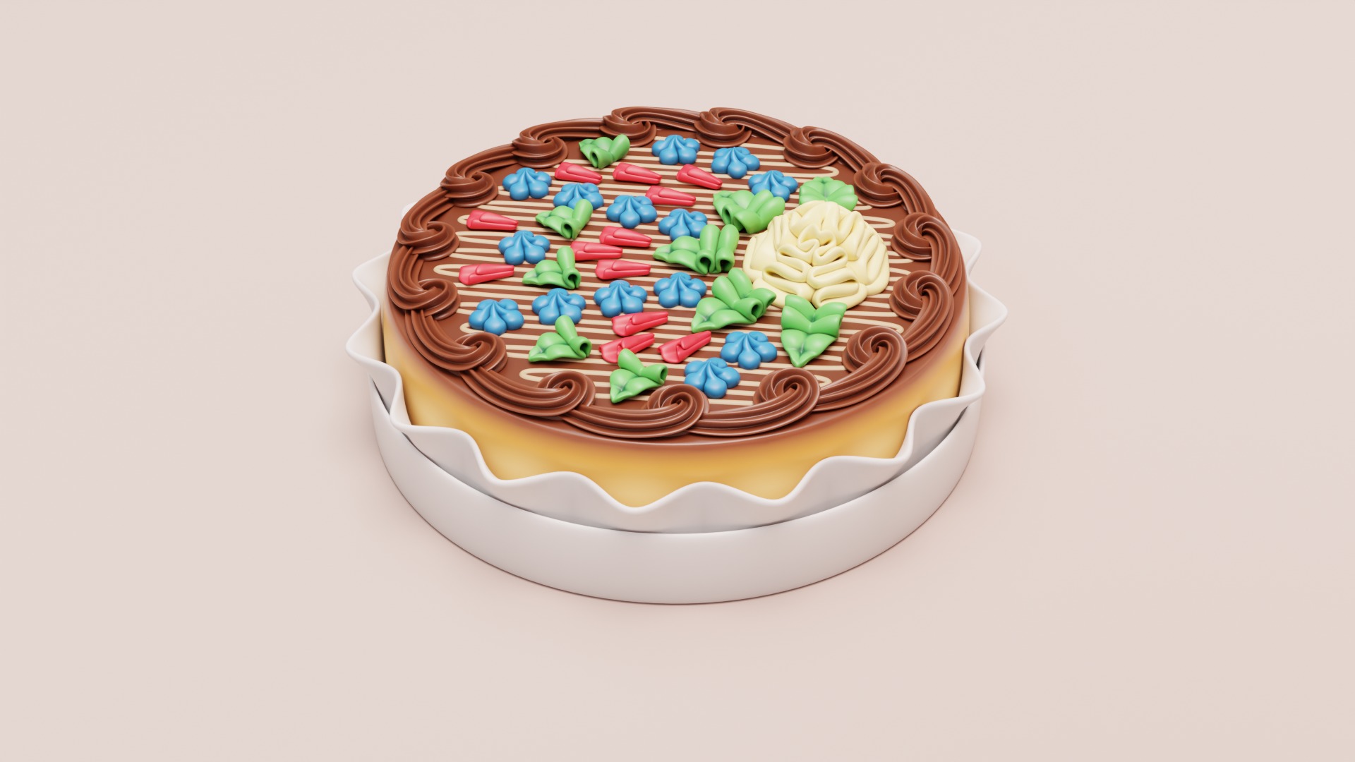 Stylized Kyiv Cake 3D model_4