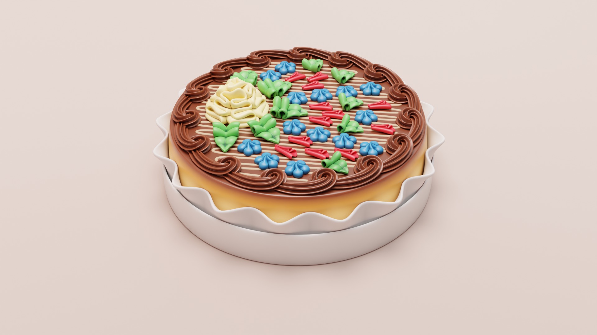 Stylized Kyiv Cake 3D model_3