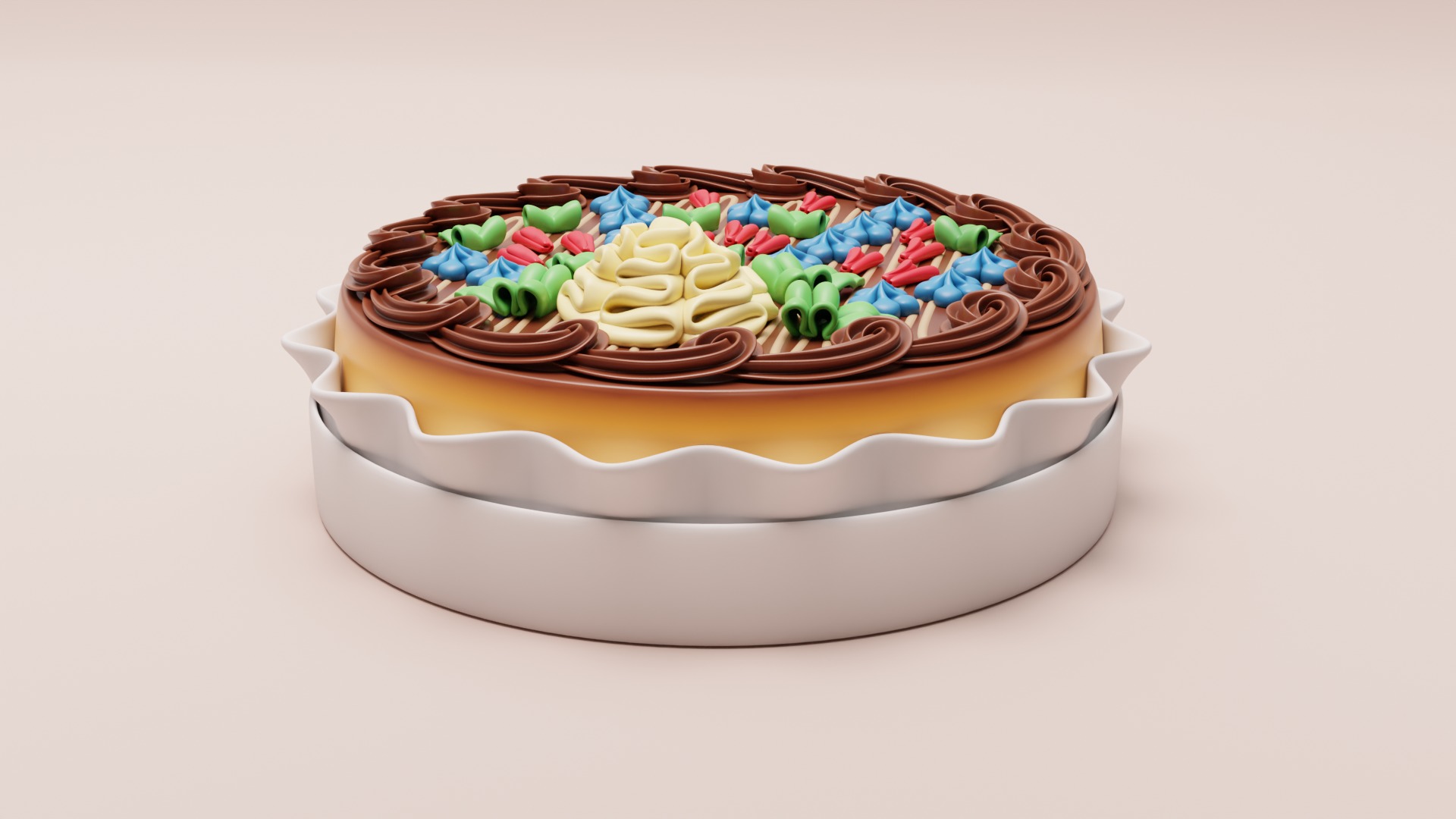Stylized Kyiv Cake 3D model_2