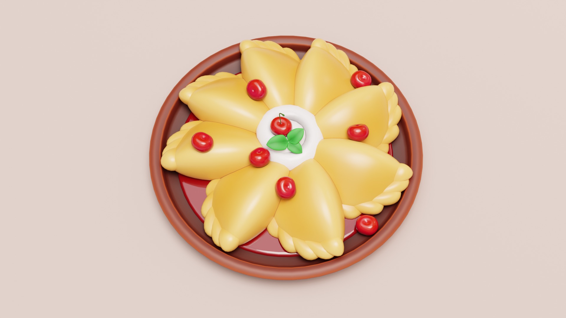 Stylized Ukraine Dumplings - Varenyky 3D model_1