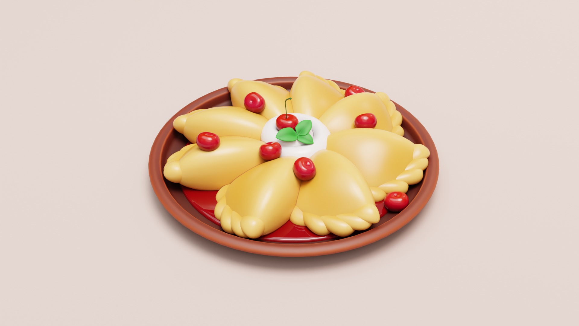 Stylized Ukraine Dumplings - Varenyky 3D model_6